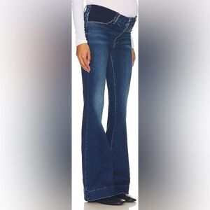 Good American Maternity Good Flare Trouser Hem Jeans Sz 4 / 27 Denim 34” inseam